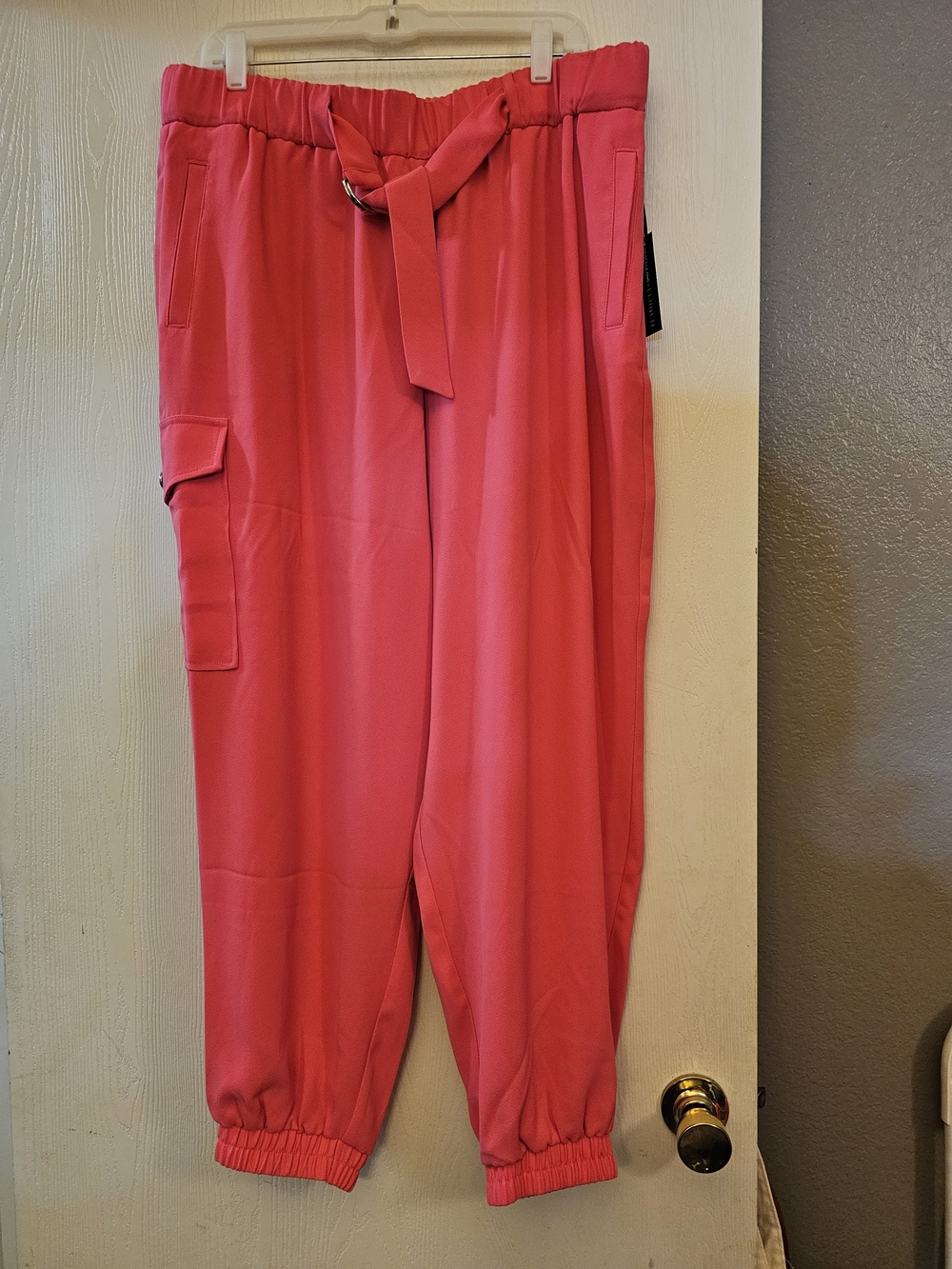 Eloquii Salmon Belted Blazer with Jogger Hem Pants - Picture 4 of 5